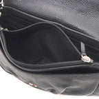 Chanel CC Logo Half Moon Chain Wallet Black Silver Caviar Leather Shoulder Bag — view 8
