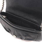 Chanel CC Logo Half Moon Chain Wallet Black Silver Caviar Leather Shoulder Bag — view 6
