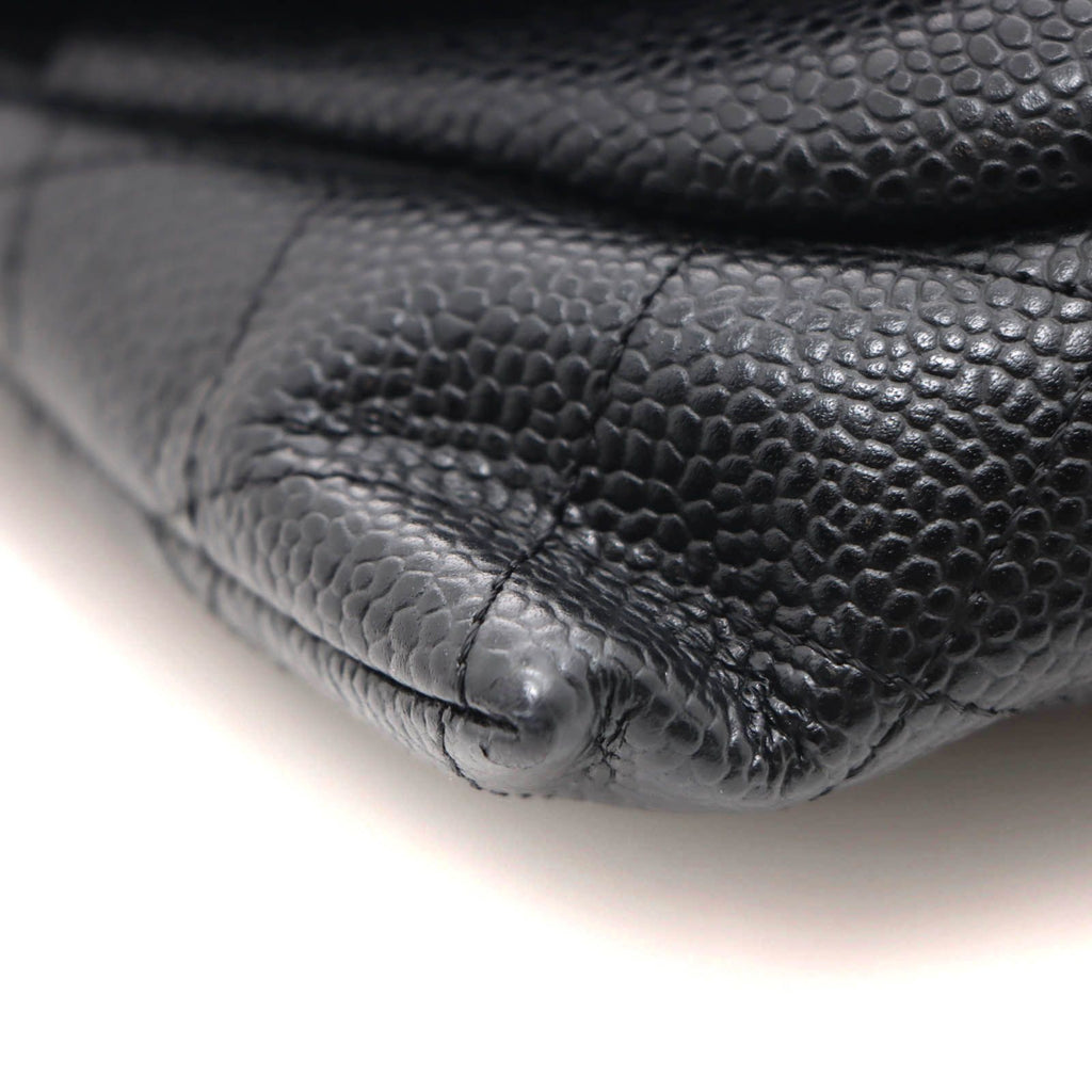 Chanel CC Logo Half Moon Chain Wallet Black Silver Caviar Leather Shoulder Bag — view 5