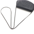 Chanel CC Logo Half Moon Chain Wallet Black Silver Caviar Leather Shoulder Bag — view 4