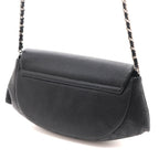 Chanel CC Logo Half Moon Chain Wallet Black Silver Caviar Leather Shoulder Bag — view 2