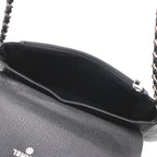 Chanel CC Logo Half Moon Chain Wallet Black Silver Caviar Leather Shoulder Bag — view 7
