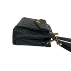 Chanel Quilted CC Logo Caviar Leather Tote Bag Black — view 6
