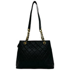 Chanel Quilted CC Logo Caviar Leather Tote Bag Black — view 3