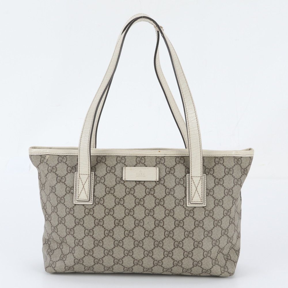 Gucci GG Supreme Leather Tote Bag Shoulder Hand Brown