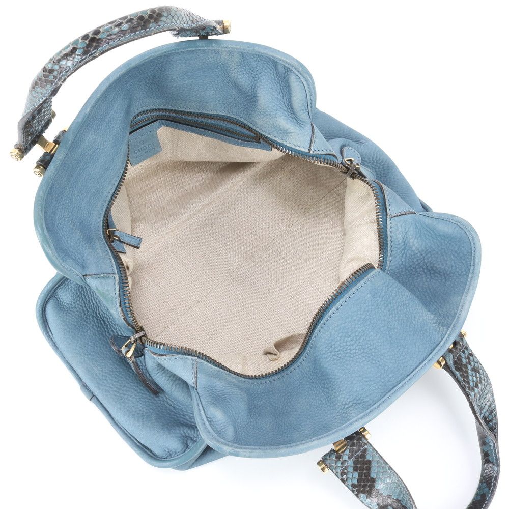 Gucci Nubuck Python Leather Handbag Tote Gold — view 7
