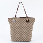 Gucci GG Canvas Eclipse Leather Tote Bag Shoulder Hand Brown