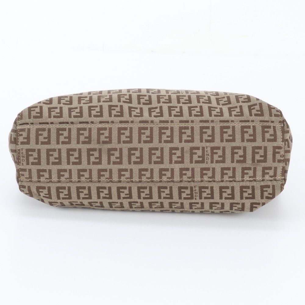 Fendi FF Zucchino Leather Handbag Tote Brown — view 6