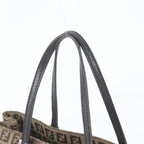 Fendi FF Zucchino Leather Handbag Tote Brown — view 2