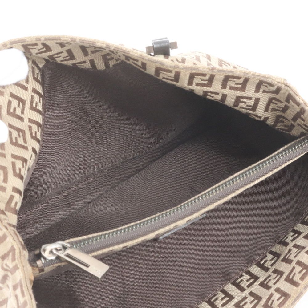 Fendi FF Zucchino Leather Handbag Tote Brown — view 7