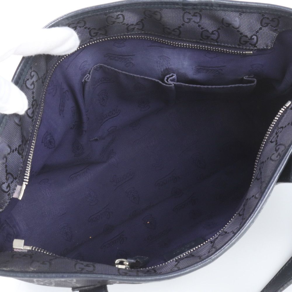 Gucci GG Supreme Leather Tote Bag Shoulder Hand Navy — view 7