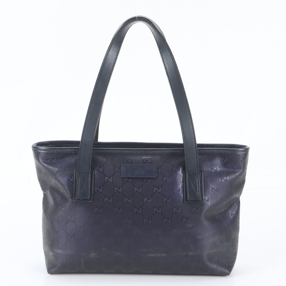 Gucci GG Supreme Leather Tote Bag Shoulder Hand Navy