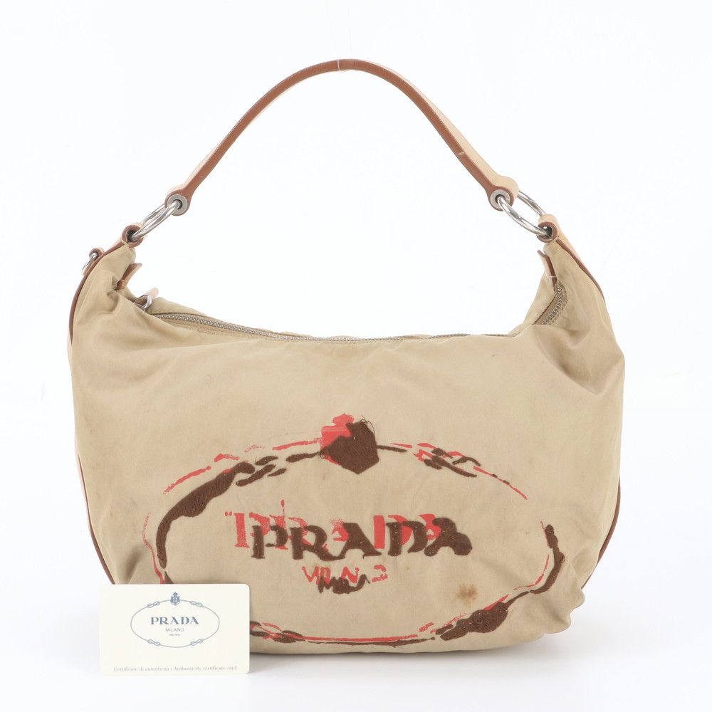Prada Tessuto Nylon Leather Shoulder Bag