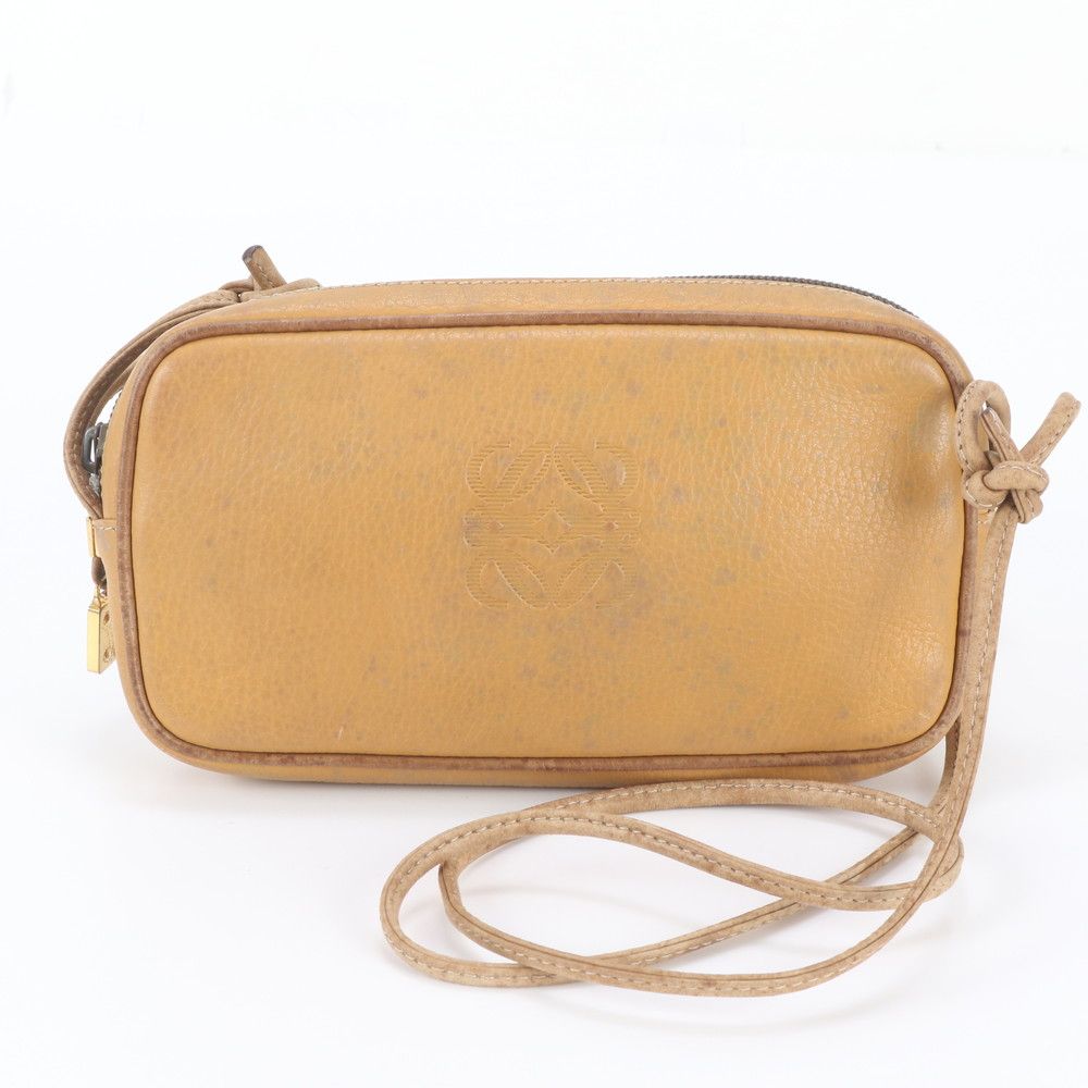 Loewe Anagram Leather Shoulder Bag Crossbody Brown Hand