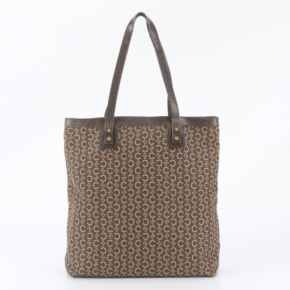 Celine C Macadam Leather Tote Bag Shoulder Hand Brown
