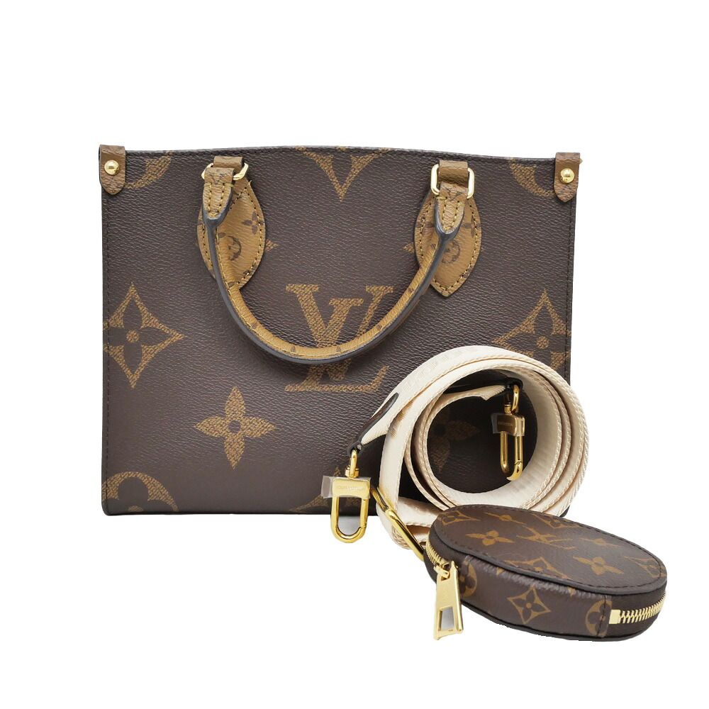 Louis Vuitton On The Go PM Shoulder Bag Hand Monogram Giant Gold