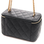 Chanel Quilted Chain Vanity Shoulder Bag Caviar Leather Black — view 2