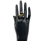 Gucci Double Tiger Head Ring Metal Black Enamel Gold — view 2