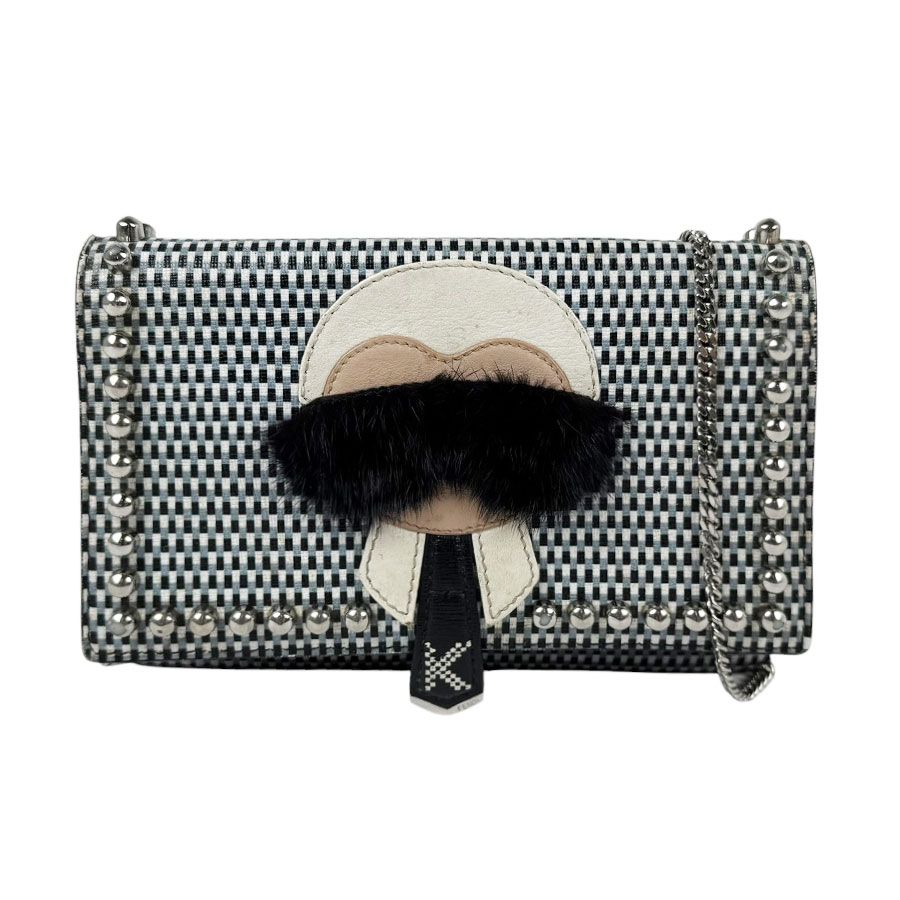 Fendi Crossbody Shoulder Bag Carlito Studded Chain Wallet