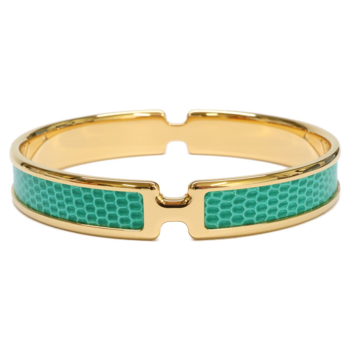 Hermes Olympe Lizard Bracelet Green — view 2