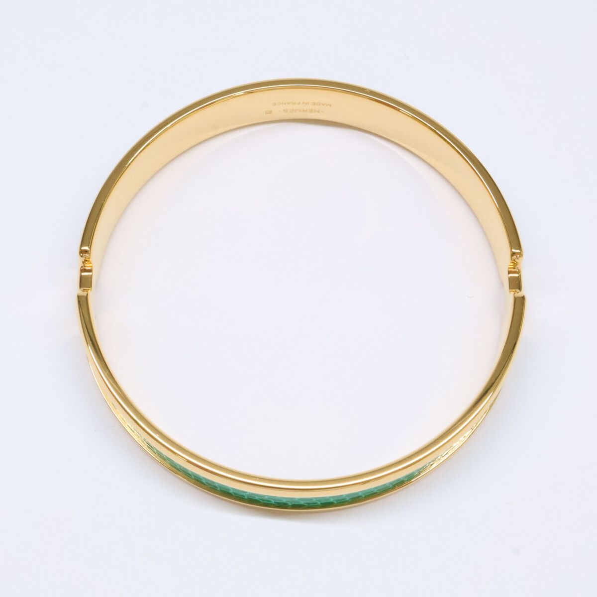 Hermes Olympe Lizard Bracelet Green — view 6