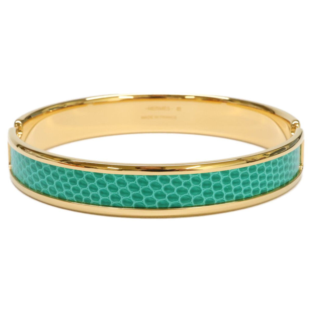 Hermes Olympe Lizard Bracelet Green