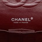 Chanel CC Logo Quilted 25 Double Flap Chain Shoulder Bag Black Silver Lambskin — view 8