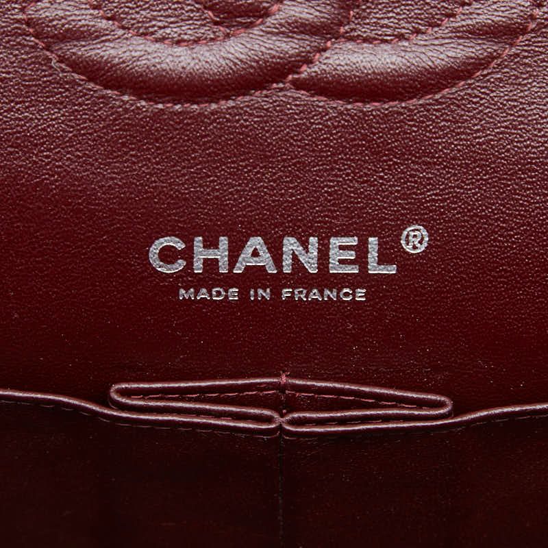 Chanel CC Logo Quilted 25 Double Flap Chain Shoulder Bag Black Silver Lambskin — view 8