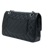 Chanel CC Logo Quilted 25 Double Flap Chain Shoulder Bag Black Silver Lambskin — view 2