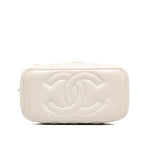 Chanel Quilted CC Logo Vanity Shoulder Bag White Lambskin — view 3