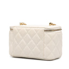 Chanel Quilted CC Logo Vanity Shoulder Bag White Lambskin — view 2