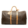 Louis Vuitton Monogram Keepall Bandouliere 60 Boston Bag Brown Leather
