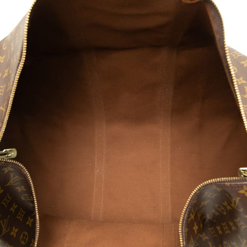 Louis Vuitton Monogram Keepall Bandouliere 60 Boston Bag Brown Leather — view 4