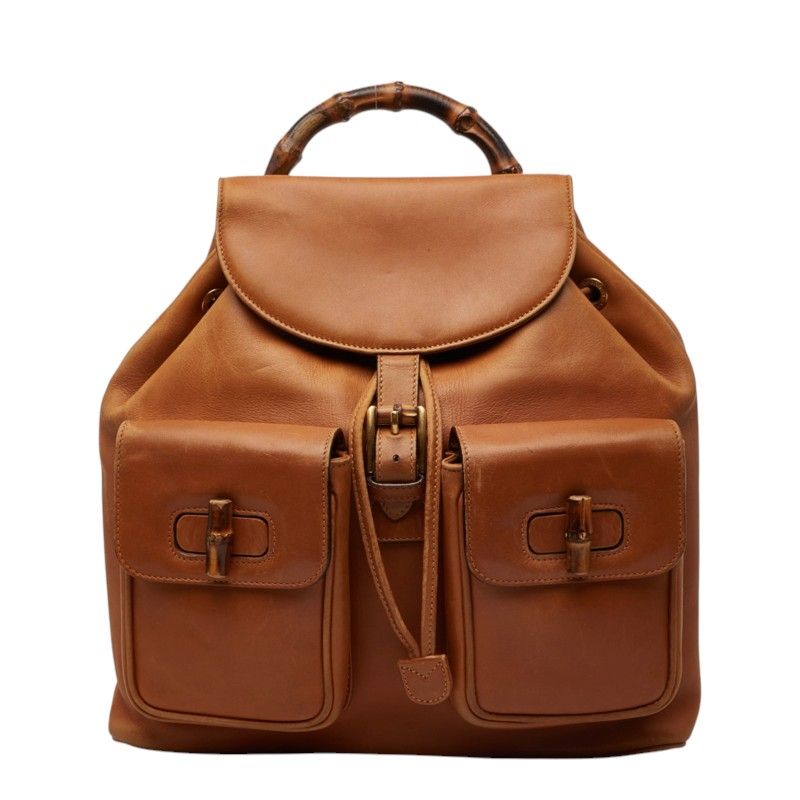 Gucci Bamboo Backpack Brown Leather