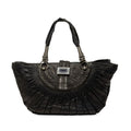 Dior Plisse Gathered Handbag Black Leather