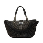 Dior Plisse Gathered Handbag Black Leather