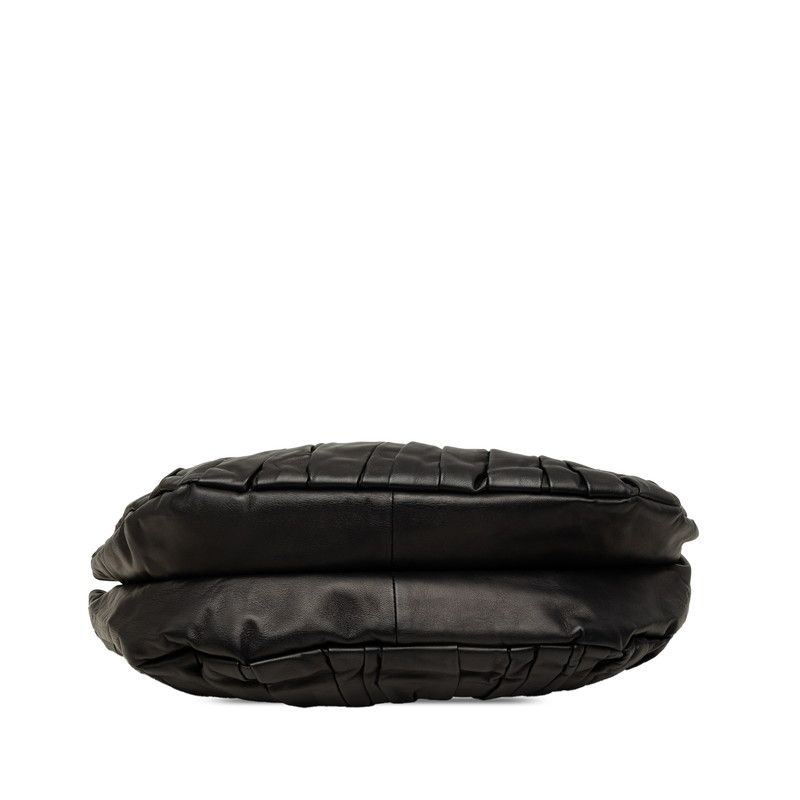 Dior Plisse Gathered Handbag Black Leather — view 3