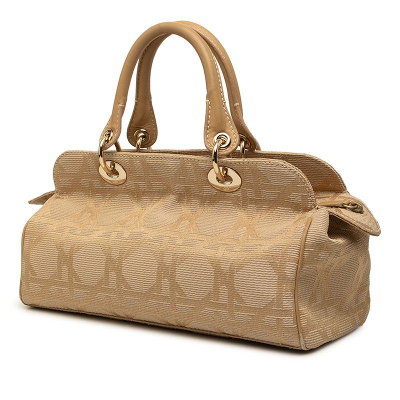 Dior Cannage Handbag Beige Canvas Leather — view 2