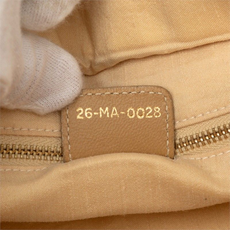 Dior Cannage Handbag Beige Canvas Leather — view 6
