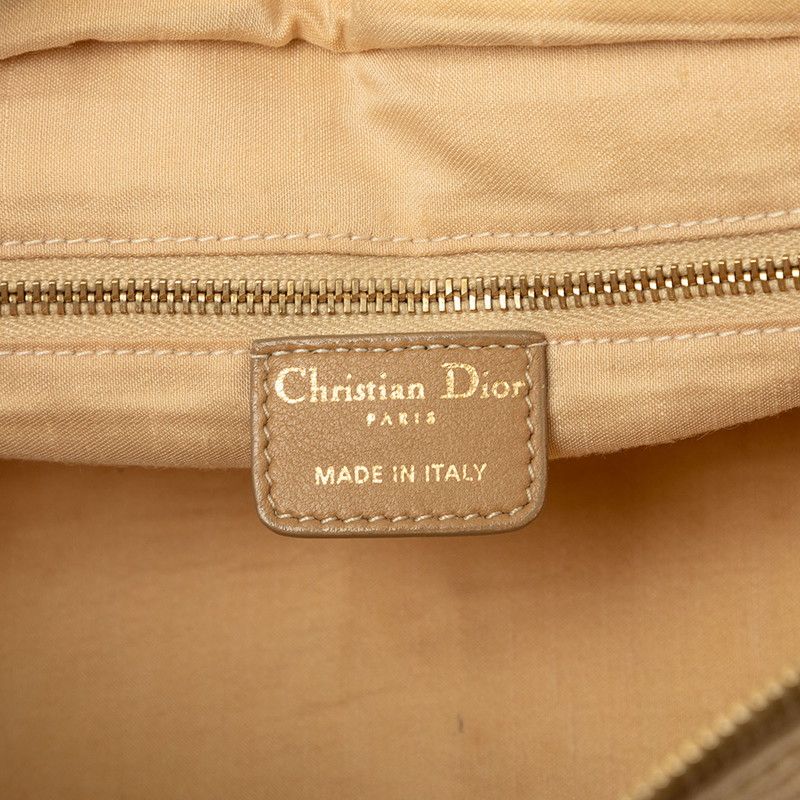 Dior Cannage Handbag Beige Canvas Leather — view 5