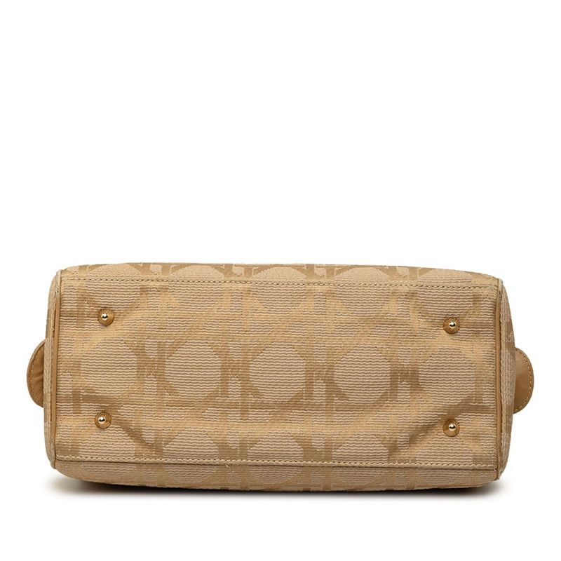 Dior Cannage Handbag Beige Canvas Leather — view 3