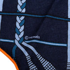 Hermes Losange GM Scarf Large Navy Cashmere Silk — view 3