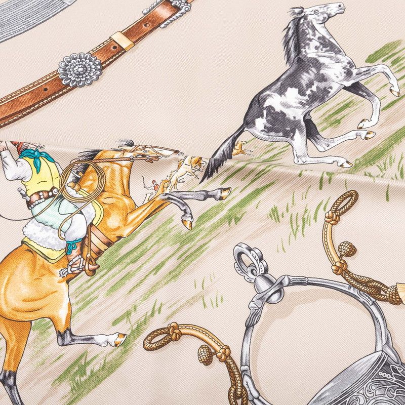 Hermes Carre 70 Pampa Prairie Scarf Gray Multicolor Silk — view 6