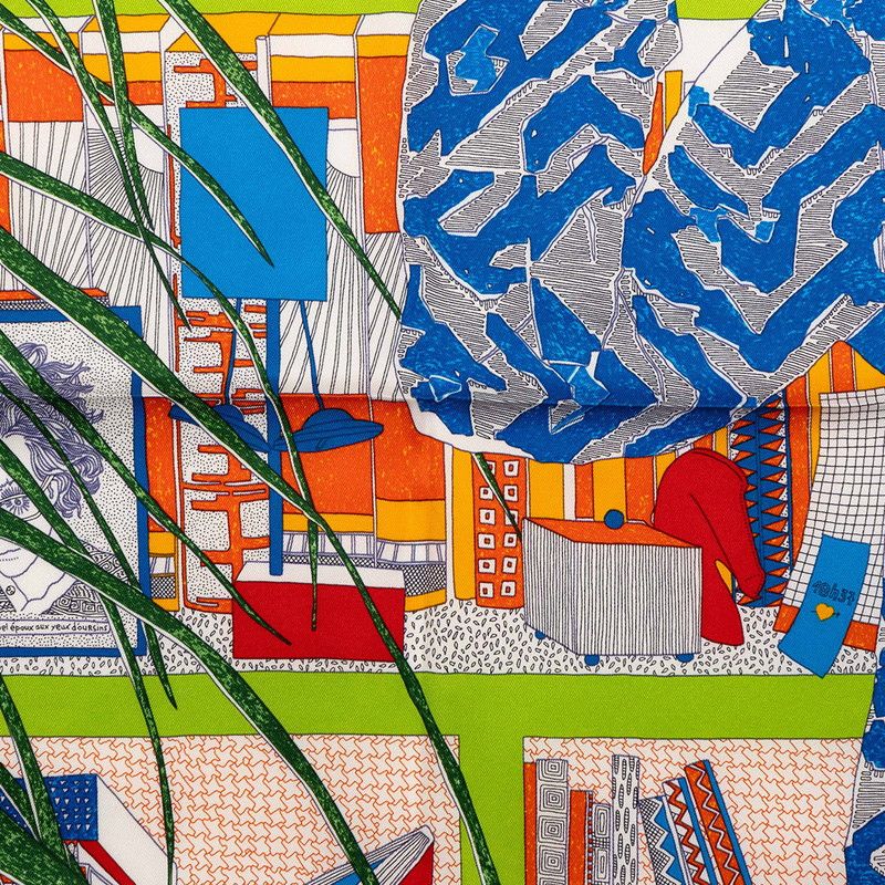 Hermes Rendezvous at Carre 70 Rendez Vous Chez Scarf Multicolor Silk — view 2