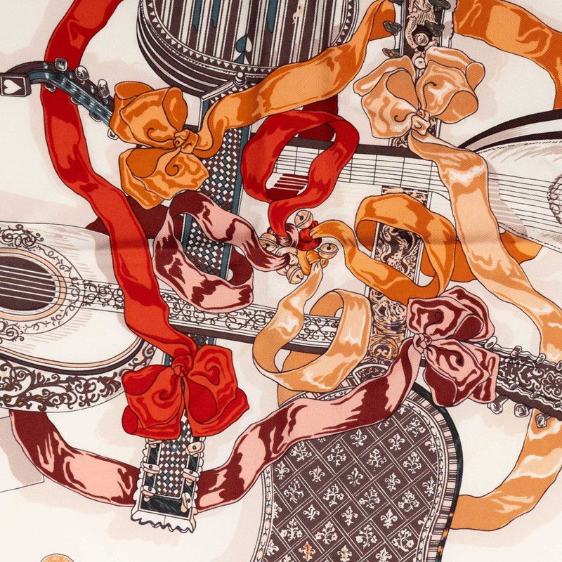 Hermes Carre 90 Mon Ami Pierrot My Friend Scarf Large Red White Silk — view 8