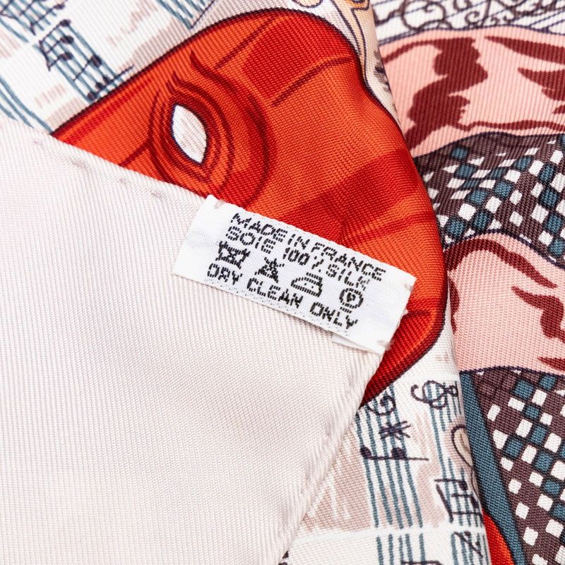 Hermes Carre 90 Mon Ami Pierrot My Friend Scarf Large Red White Silk — view 3