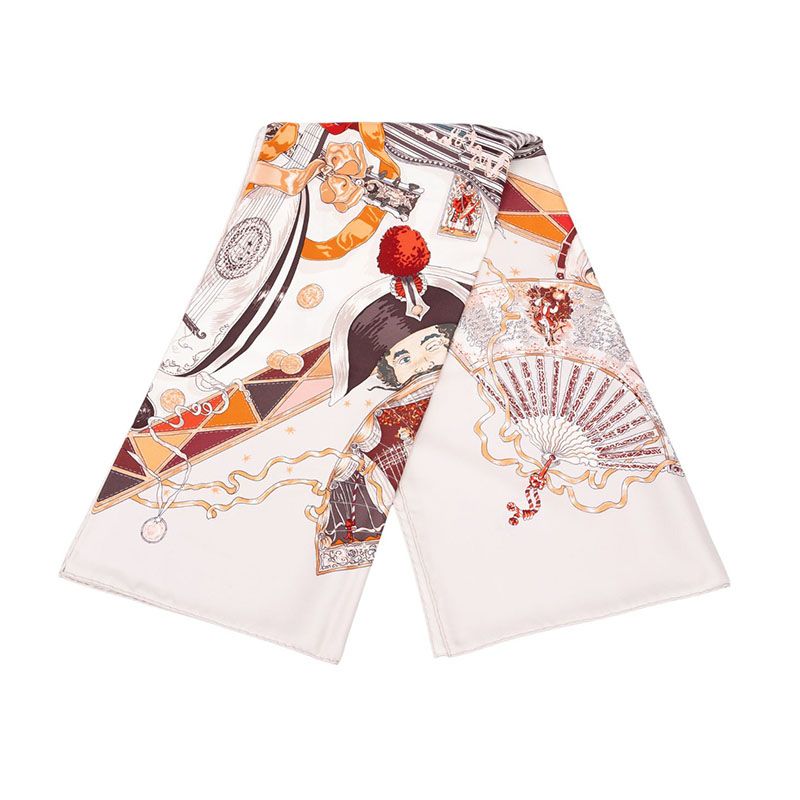 Hermes Carre 90 Mon Ami Pierrot My Friend Scarf Large Red White Silk