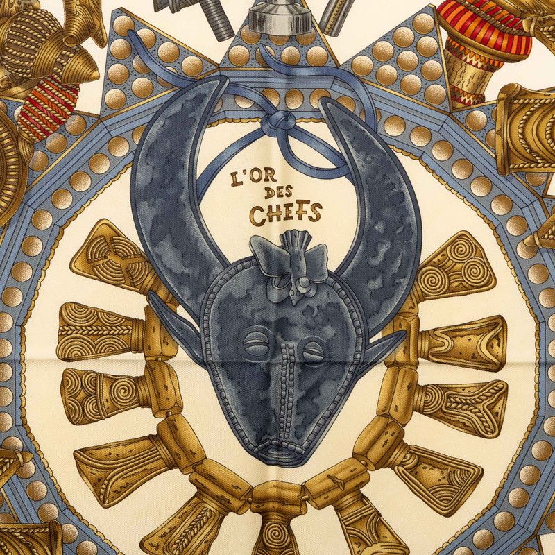 Hermes Carre 90 L'or Des Chefs Gold of the Chiefs Scarf Large Multicolor Silk — view 2