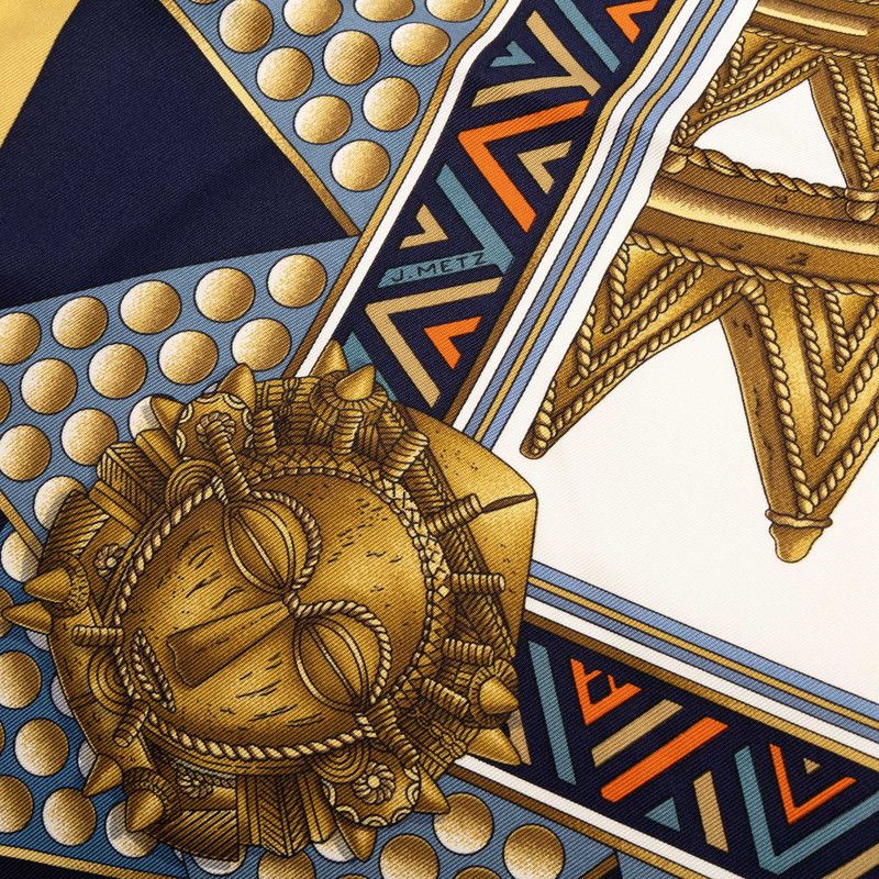 Hermes Carre 90 L'or Des Chefs Gold of the Chiefs Scarf Large Multicolor Silk — view 6