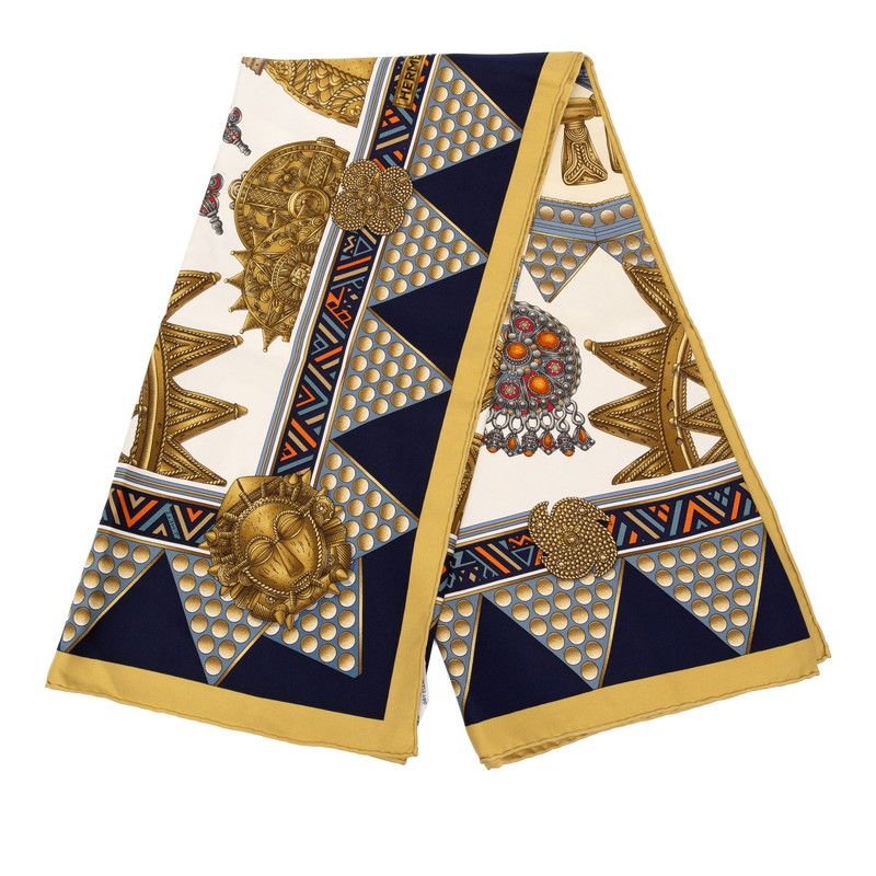 Hermes Carre 90 L'or Des Chefs Gold of the Chiefs Scarf Large Multicolor Silk